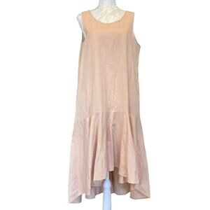 Anthropologie Maeve Camillia Blush Pink High Low Sleeveless Drop Waist Sz Large